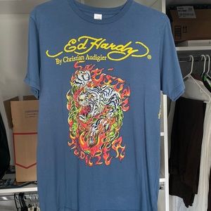 Ed Hardy Rhinestones Lion Tee